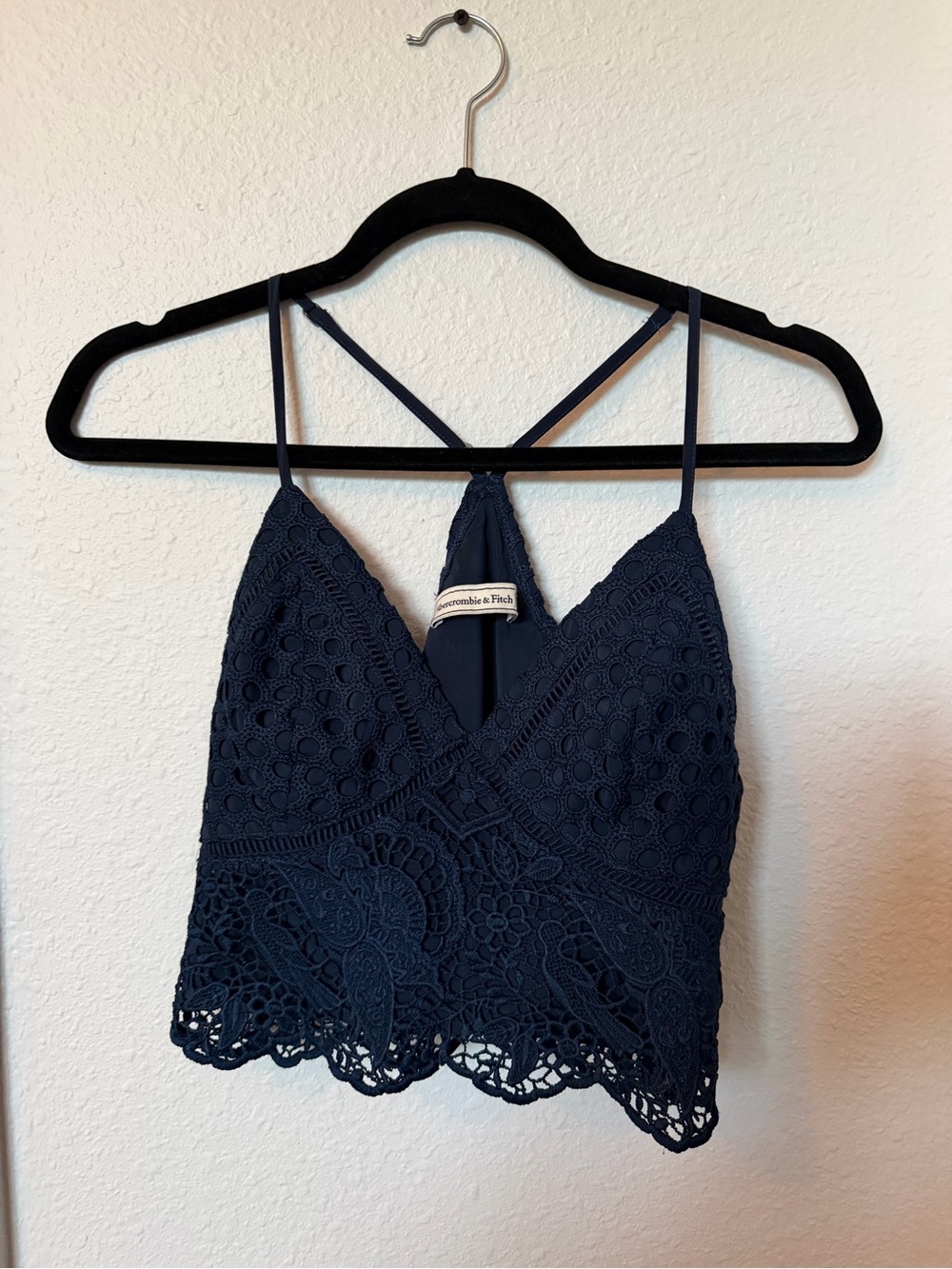 Abercrombie & Fitch Navy Crochet Lace Bralette Cami